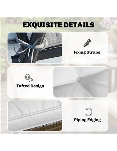 Outsunny Set of 4 Garden Seat Cushion with Ties, 42 x 42cm Replacement Dining Chair Seat Pad, Light Grey