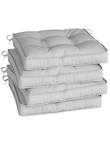 Outsunny Set of 4 Garden Seat Cushion with Ties, 42 x 42cm Replacement Dining Chair Seat Pad, Light Grey - pic 196746 | FastDaddyshop