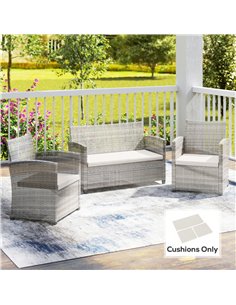 Outsunny Outdoor Seat Cushion Pads for Rattan Furniture, 3 PCs Garden Furniture Cushions, Cream White 2