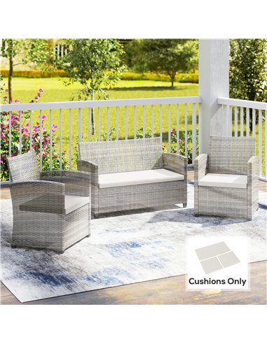 Outsunny Outdoor Seat Cushion Pads for Rattan Furniture, 3 PCs Garden Furniture Cushions, Cream White