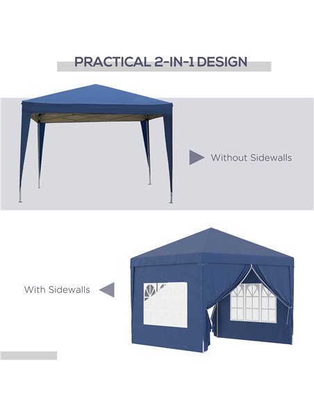 Outsunny 3x3M Pop Up Water Resistant Gazebo with Carry Bag, Blue - pic 19675 | FastDaddyshop