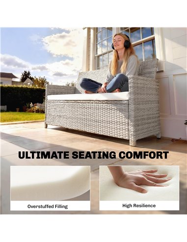 Outsunny Outdoor Seat Cushion Pads for Rattan Furniture, 3 PCs Garden Furniture Cushions, Cream White