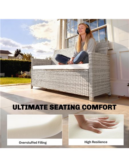 Outsunny Outdoor Seat Cushion Pads for Rattan Furniture, 3 PCs Garden Furniture Cushions, Cream White - pic 196752 | FastDaddyshop