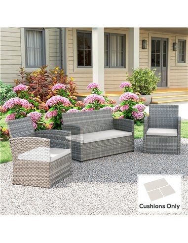 Outsunny Outdoor Seat Cushion Pads for Rattan Furniture, 3 PCs Garden Furniture Cushions, Cream White
