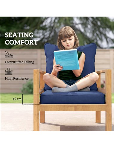 Outsunny Seat and Back Padded Cushion Set, CUSHION ONLY - Dark Blue