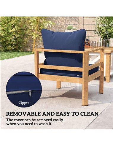 Outsunny Seat and Back Padded Cushion Set, CUSHION ONLY - Dark Blue