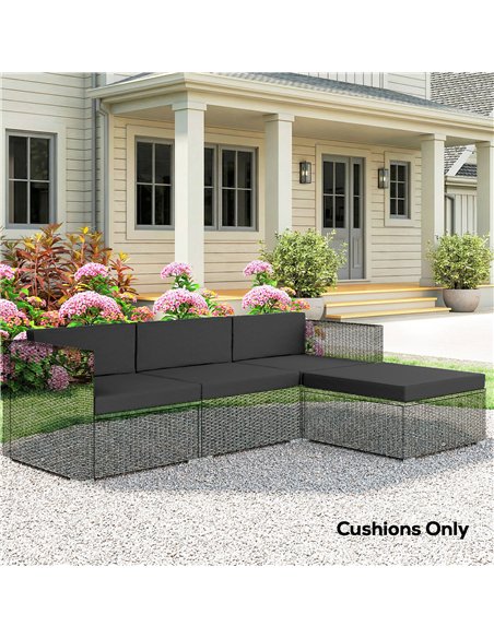 Outsunny 7-Piece Patio Furniture Cushions, Outdoor Loveseat Cushion with Removable Covers for Rattan Furniture, 60x60 cm, Black - pic 196766 | FastDaddyshop