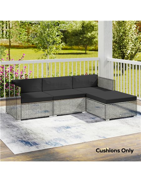 Outsunny 7-Piece Patio Furniture Cushions, Outdoor Loveseat Cushion with Removable Covers for Rattan Furniture, 60x60 cm, Black - pic 196772 | FastDaddyshop