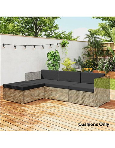 Outsunny 7-Piece Patio Furniture Cushions, Outdoor Loveseat Cushion with Removable Covers for Rattan Furniture, 60x60 cm, Black