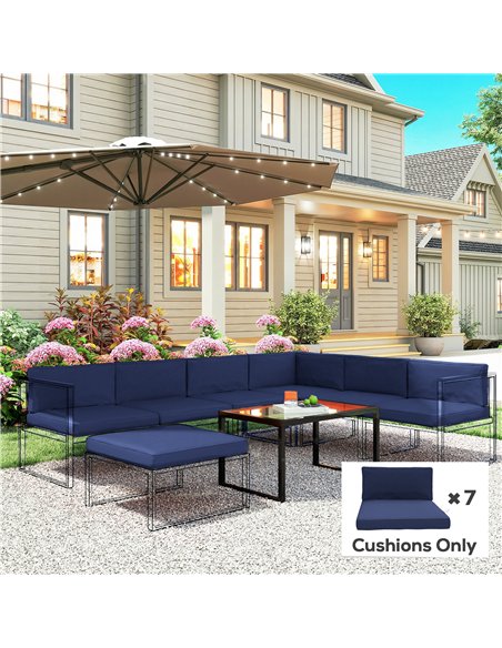 Outsunny 14-piece Dining Set Cushions - Dark Blue - pic 196784 | FastDaddyshop