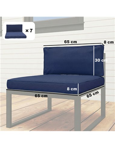Outsunny 14-piece Dining Set Cushions - Dark Blue