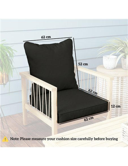 Outsunny Seat and Back Padded Cushion Set, CUSHION ONLY - Black - pic 196794 | FastDaddyshop