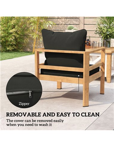Outsunny Seat and Back Padded Cushion Set, CUSHION ONLY - Black