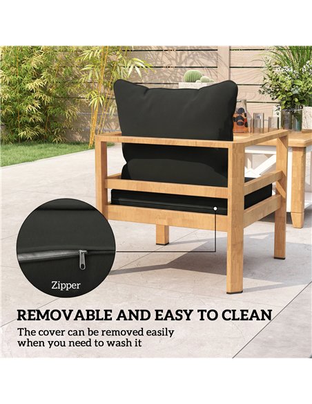 Outsunny Seat and Back Padded Cushion Set, CUSHION ONLY - Black - pic 196798 | FastDaddyshop