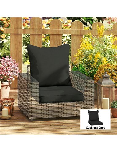 Outsunny Seat and Back Padded Cushion Set, CUSHION ONLY - Black