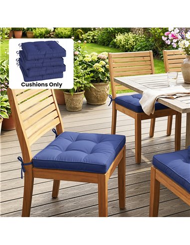 Outsunny Garden Seat Cushion with Ties, 42 x 42cm Replacement Dining Chair Seat Pad, Dark Blue