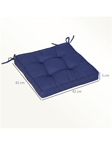 Outsunny Garden Seat Cushion with Ties, 42 x 42cm Replacement Dining Chair Seat Pad, Dark Blue