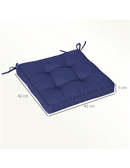 Outsunny Garden Seat Cushion with Ties, 42 x 42cm Replacement Dining Chair Seat Pad, Dark Blue - pic 196803 | FastDaddyshop