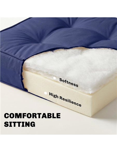 Outsunny Garden Seat Cushion with Ties, 42 x 42cm Replacement Dining Chair Seat Pad, Dark Blue - pic 196804 | FastDaddyshop