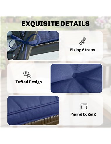 Outsunny Garden Seat Cushion with Ties, 42 x 42cm Replacement Dining Chair Seat Pad, Dark Blue