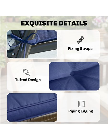 Outsunny Garden Seat Cushion with Ties, 42 x 42cm Replacement Dining Chair Seat Pad, Dark Blue - pic 196806 | FastDaddyshop