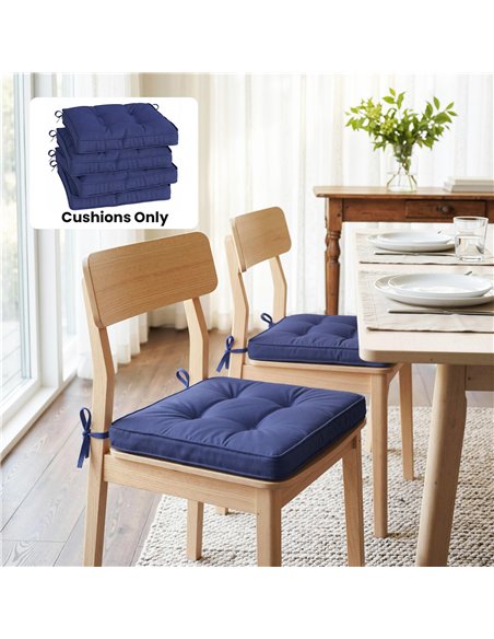 Outsunny Garden Seat Cushion with Ties, 42 x 42cm Replacement Dining Chair Seat Pad, Dark Blue - pic 196807 | FastDaddyshop