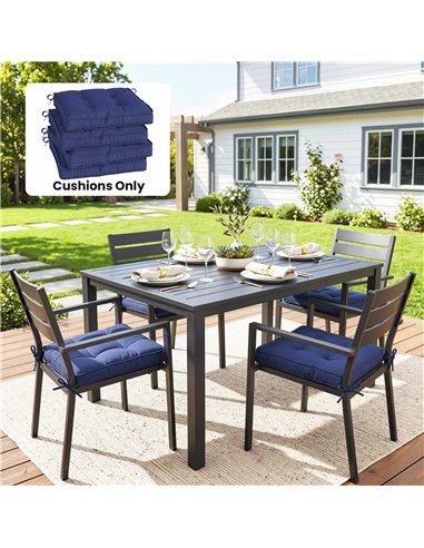 Outsunny Garden Seat Cushion with Ties, 42 x 42cm Replacement Dining Chair Seat Pad, Dark Blue