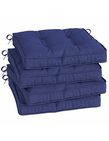 Outsunny Garden Seat Cushion with Ties, 42 x 42cm Replacement Dining Chair Seat Pad, Dark Blue