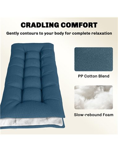 Outsunny Sun Lounger Cushion, Memory Foam Patio Chair Cushion with Ties, Outdoor Seat Pad Fits 190 x 60 cm Lounger, Blue