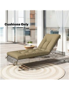 Outsunny Sun Lounger Cushion, Memory Foam Patio Chair Cushion with Ties, Outdoor Seat Pad Fits 190 x 60 cm Lounger, Sand 2