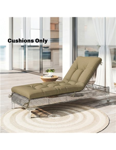Outsunny Sun Lounger Cushion, Memory Foam Patio Chair Cushion with Ties, Outdoor Seat Pad Fits 190 x 60 cm Lounger, Sand - pic 196820 | FastDaddyshop