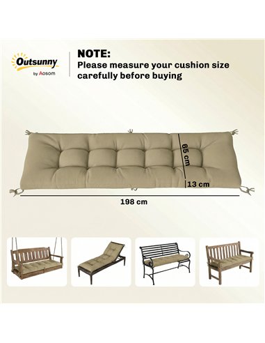 Outsunny Sun Lounger Cushion, Memory Foam Patio Chair Cushion with Ties, Outdoor Seat Pad Fits 190 x 60 cm Lounger, Sand
