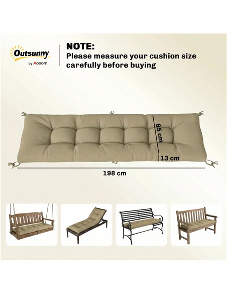 Outsunny Sun Lounger Cushion, Memory Foam Patio Chair Cushion with Ties, Outdoor Seat Pad Fits 190 x 60 cm Lounger, Sand - pic 196821 | FastDaddyshop