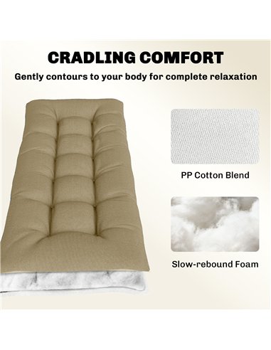Outsunny Sun Lounger Cushion, Memory Foam Patio Chair Cushion with Ties, Outdoor Seat Pad Fits 190 x 60 cm Lounger, Sand