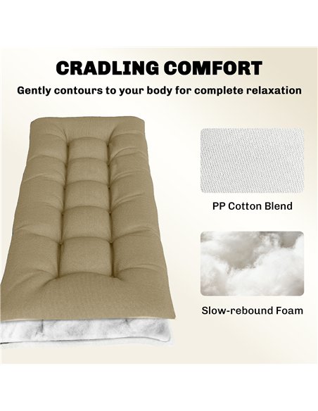 Outsunny Sun Lounger Cushion, Memory Foam Patio Chair Cushion with Ties, Outdoor Seat Pad Fits 190 x 60 cm Lounger, Sand - pic 196823 | FastDaddyshop