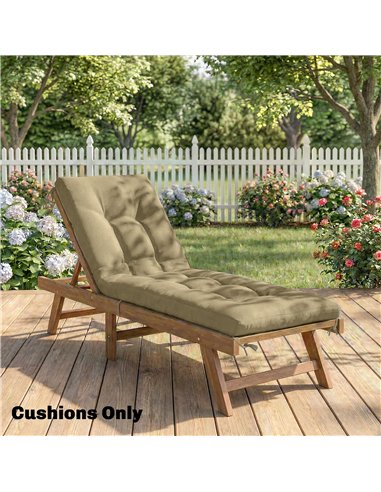 Outsunny Sun Lounger Cushion, Memory Foam Patio Chair Cushion with Ties, Outdoor Seat Pad Fits 190 x 60 cm Lounger, Sand