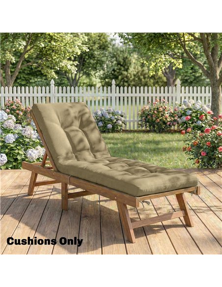 Outsunny Sun Lounger Cushion, Memory Foam Patio Chair Cushion with Ties, Outdoor Seat Pad Fits 190 x 60 cm Lounger, Sand - pic 196826 | FastDaddyshop