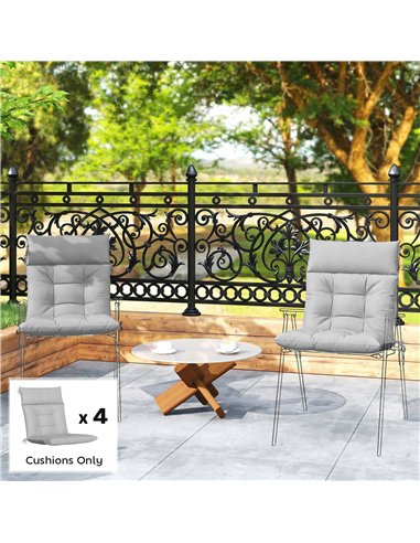 Outsunny Patio Chair Cushions Set of 4, Waterproof Non-Slip Lounge Chair Cushions, 112x53cm, Light Grey