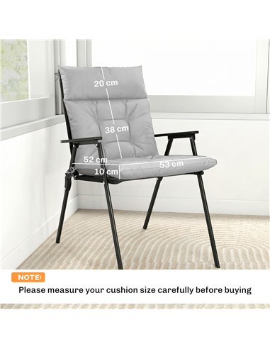 Outsunny Patio Chair Cushions Set of 4, Waterproof Non-Slip Lounge Chair Cushions, 112x53cm, Light Grey