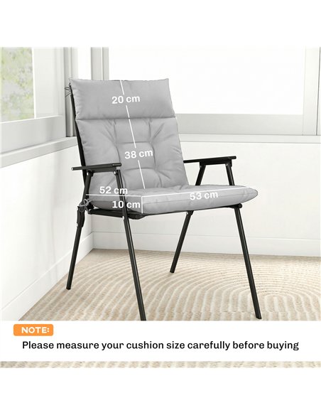 Outsunny Patio Chair Cushions Set of 4, Waterproof Non-Slip Lounge Chair Cushions, 112x53cm, Light Grey - pic 196830 | FastDaddyshop