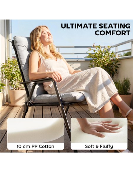 Outsunny Patio Chair Cushions Set of 4, Waterproof Non-Slip Lounge Chair Cushions, 112x53cm, Light Grey - pic 196831 | FastDaddyshop