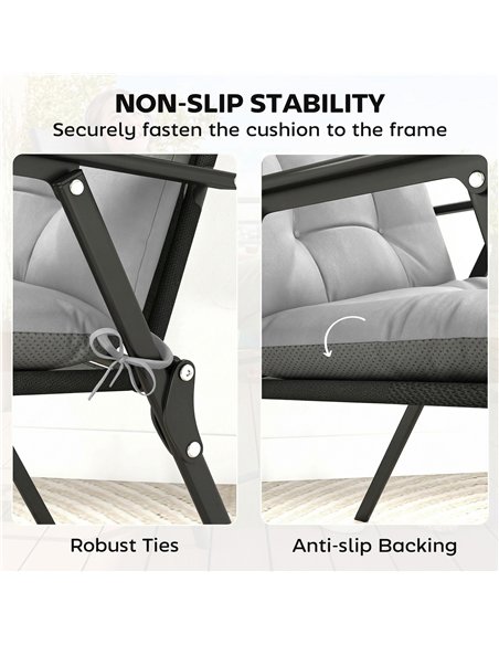 Outsunny Patio Chair Cushions Set of 4, Waterproof Non-Slip Lounge Chair Cushions, 112x53cm, Light Grey - pic 196833 | FastDaddyshop