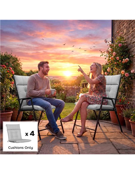 Outsunny Patio Chair Cushions Set of 4, Waterproof Non-Slip Lounge Chair Cushions, 112x53cm, Light Grey - pic 196836 | FastDaddyshop