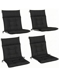 Outsunny Patio Chair Cushions Set of 4, Waterproof Non-Slip Lounge Chair Cushions, 112x53cm, Black