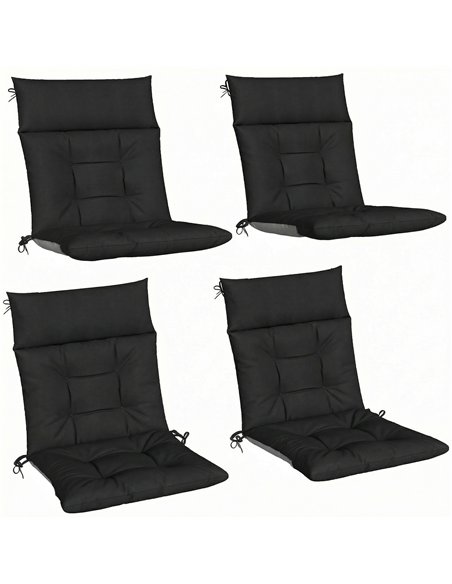 Outsunny Patio Chair Cushions Set of 4, Waterproof Non-Slip Lounge Chair Cushions, 112x53cm, Black - pic 196846 | FastDaddyshop