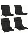 Outsunny Patio Chair Cushions Set of 4, Waterproof Non-Slip Lounge Chair Cushions, 112x53cm, Black