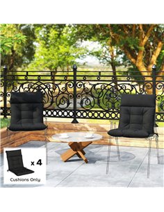 Outsunny Patio Chair Cushions Set of 4, Waterproof Non-Slip Lounge Chair Cushions, 112x53cm, Black 2