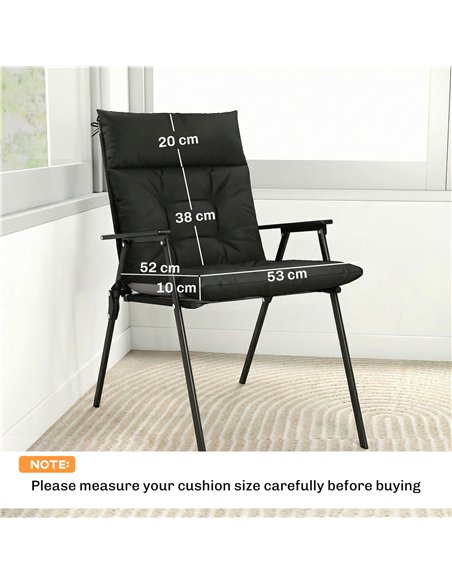 Outsunny Patio Chair Cushions Set of 4, Waterproof Non-Slip Lounge Chair Cushions, 112x53cm, Black - pic 196848 | FastDaddyshop