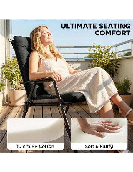 Outsunny Patio Chair Cushions Set of 4, Waterproof Non-Slip Lounge Chair Cushions, 112x53cm, Black - pic 196849 | FastDaddyshop