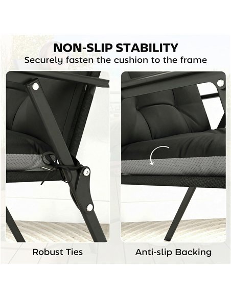 Outsunny Patio Chair Cushions Set of 4, Waterproof Non-Slip Lounge Chair Cushions, 112x53cm, Black - pic 196851 | FastDaddyshop